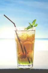 Fresh Lychee juice on beach