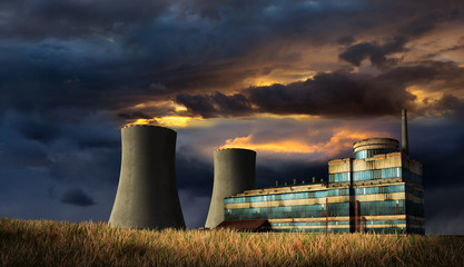 Old damaged nuclear power factory