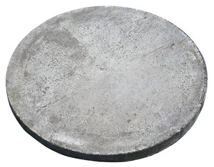 Round concrete cover  hatch for the sewerage system. - obrazy, fototapety, plakaty