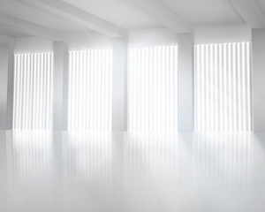 Office interior with blinds. Vector illustration.