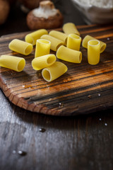 Raw rigatoni pasta