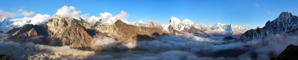 Foto auf Acrylglas Makalu Mount Everest, Lhotse, Makalu und Cho Oyu von Gokyo Ri