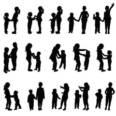 children playing silhouette two sister