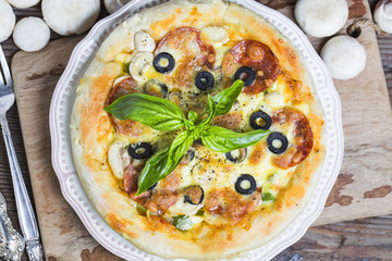 Bacon Pizza, Mushroom Pizza,