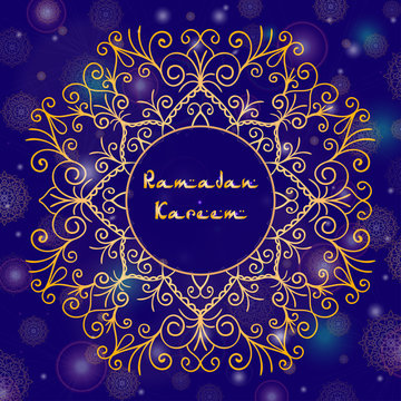 Greeting card design with text Ramadan Kareem for muslim festival