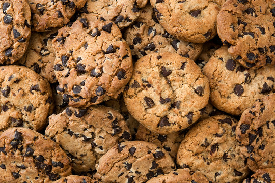 Chocolate chip cookies background
