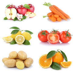 Obst und Gemüse Früchte Sammlung Äpfel, Orangen Tomaten Essen Freisteller