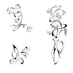 ornament 3. stylized flowers on a white background