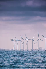 Zelfklevend Fotobehang Wind turbines farm in Baltic Sea, Denmark © Voyagerix