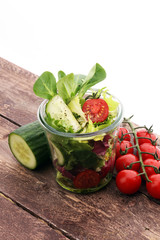 Mixed chef's salad in glass bowl