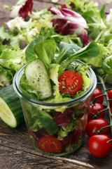 Mixed chef's salad in glass bowl