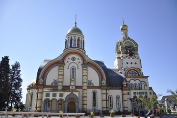 Fototapeta na wymiar Temple of the Holy Equal-to-the-Apostle Grand Duke Vladimir in Sochi