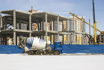 Concrete mixer on construction site