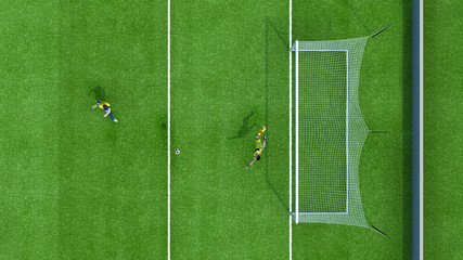 Football goalkeeper catches the ball 3d rendering