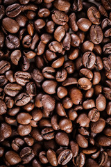 roasted coffee beans background. brown texture