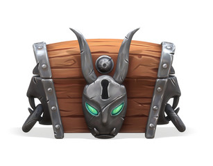 3d rendering of a magical chest on a white background