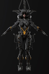 3d rendering of science fiction cyborg pilot