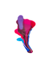 spilled colorful nail polish on white background. blue and pink  paint  stains.