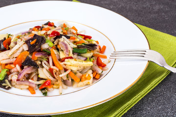 Stewed vegetables with mushrooms mun, soybean sprouts and bamboo
