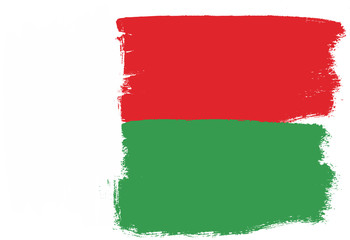 Madagascar Flag Vector Hand Painted with Rounded Brush