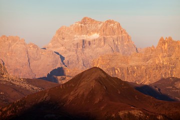 Evening gruppo del Sorapis, alps dolomites mountains