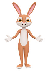 Rabbit isolated on white background welcome. 3d render illustration.