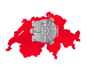Fototapeta premium Bank Vault Door and Swiss Map