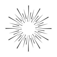 Linear drawing of rays of the sun in vintage style.
