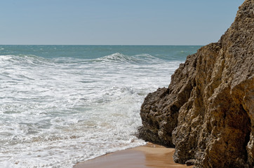 Scene captured in Chiringuitos (Gale) beach during afternoon. Algarve, Portugal