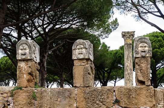Ostia-Antica teather, detail of masks