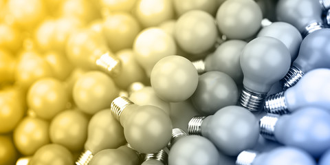 Infinite bulbs background, 3d rendering