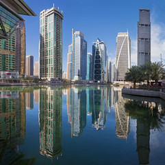 DUBAI, UAE - MARCH 22, 2017: The Jumeirah lake towers