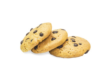 freshly baked chocolate chip cookies on rustic wooden table