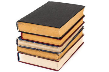 Old books in shabby binders