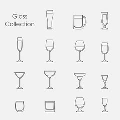 Vector illustration of color wine glasses set