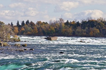 Beautiful postcard of amazing powerful Niagara waterfall