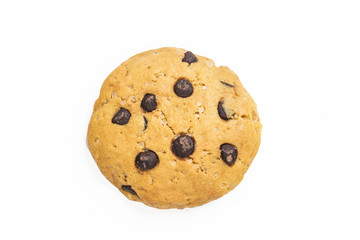 freshly baked chocolate chip cookies on rustic wooden table