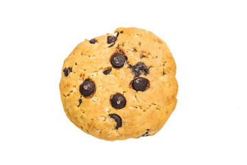 freshly baked chocolate chip cookies on rustic wooden table