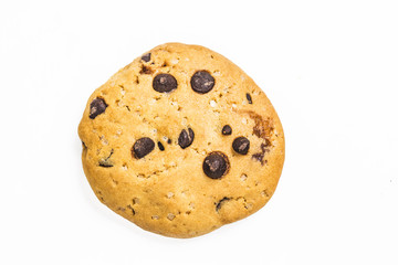 freshly baked chocolate chip cookies on rustic wooden table