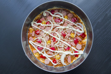 Yummy pizza in the pan