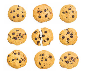 freshly baked chocolate chip cookies on rustic wooden table