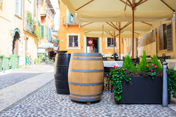 Barrels in the typical Italian street