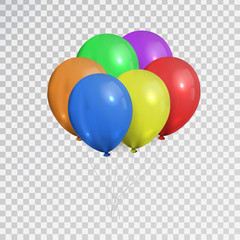 Vector collection of realistic balloons for celebration and decoration on the transparent background.