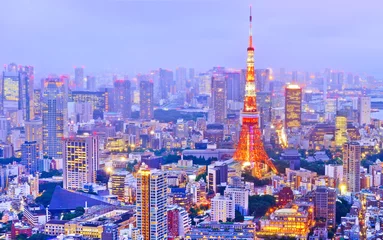 Foto op Plexiglas View of the Tokyo skyline at night © Javen