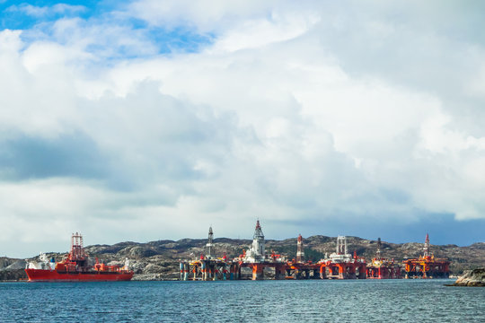 Oil platforms. Mongstad, Norway.