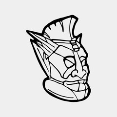 Hand drawn totem face symbol
