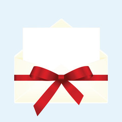 Envelope with Clean Card and Red Bow Ribbon.