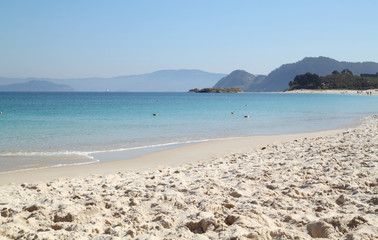 beach of Cies island in Galicia, Spain