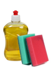 Protective and cleaning products on white background