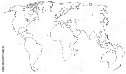 Weltkarte Umrisse Einfach